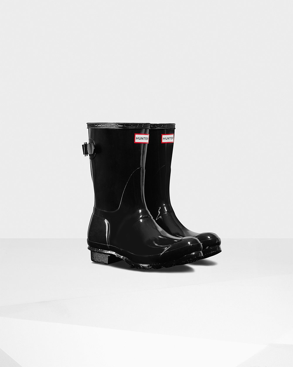 Galochas Curtas Hunter Feminina Pretas - Original Back Adjustable Gloss - 12VGONIPS